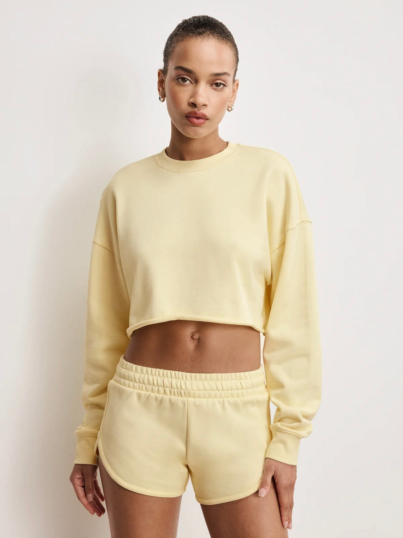 Terry Crop Crewneck in Sunshine