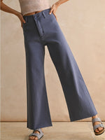 Straight Wide Leg Denim Pants in Dusty Blue