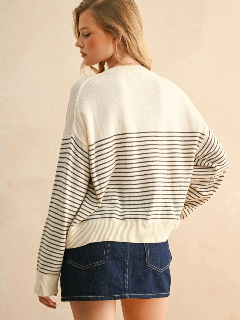 Striped Pocket Front Sweater