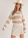 Lucia Striped Sweater in Taupe/Off White