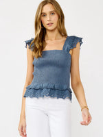 Scallop Lace Ruffle Smocked Tank