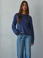 Reverse Hem Sweater in Navy