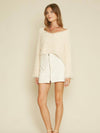 FINAL SALE Darcy White Twill Zipper Front Skirt