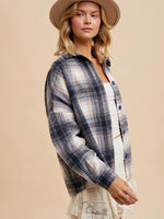 Oversized Ruby Plaid Jacket in Navy