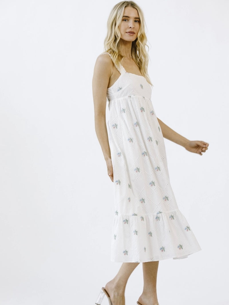 FINAL SALE Floral Eyelet Babydoll Dress