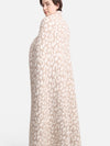 Leopard Patterned Reversible Throw Blanket in Beige