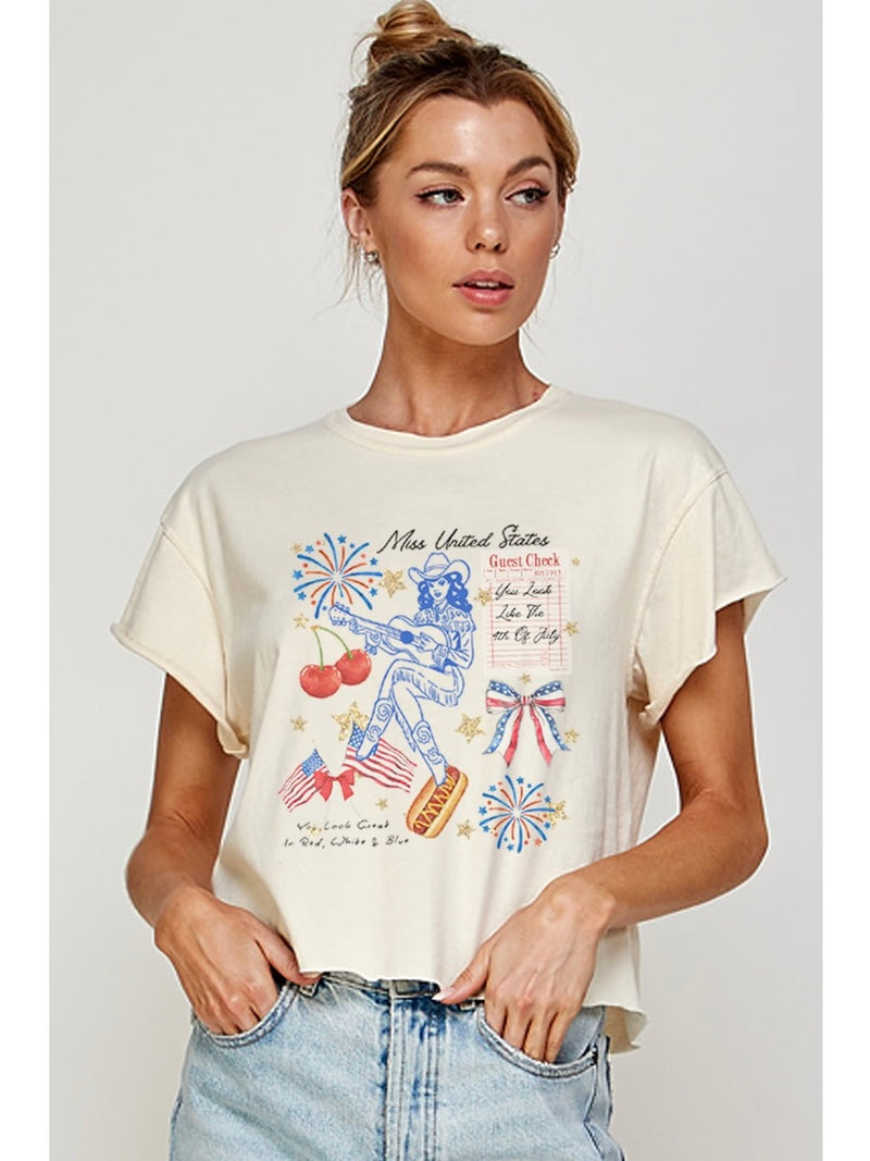 Miss United State Vintage Crop Tshirt