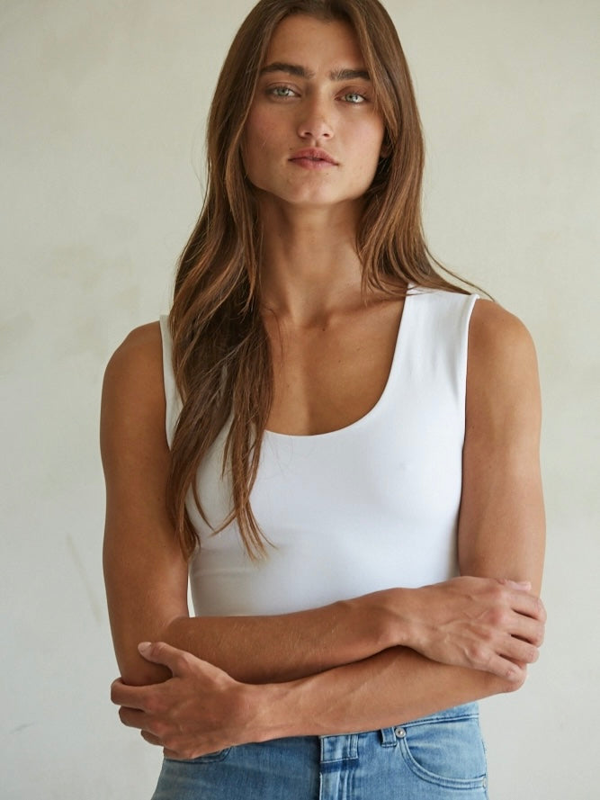 Double Layered Seamless Top in White