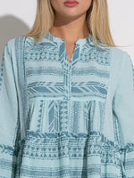Claire Tiered Jacquard Bell Sleeve Dress