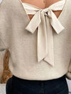 11/28 V-Neck Plain Knit Sweater with Back Tie