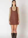 Faux Suede Mini Dress in Chocolate