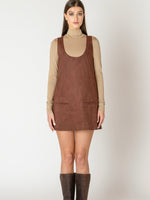 Faux Suede Mini Dress in Chocolate