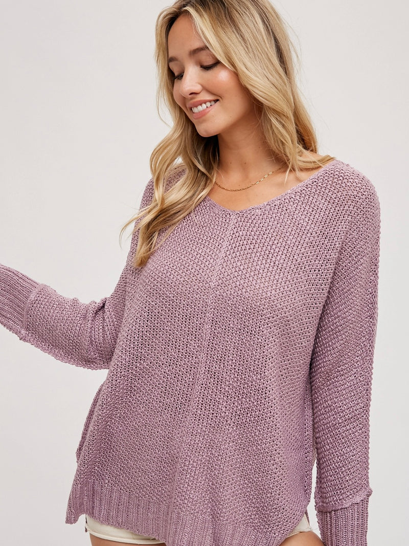 Reverse Seam Loose Fit Sweater Mauve