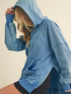 Essentially Yours Side Slit Hooded Sweatshirt in Cerulean