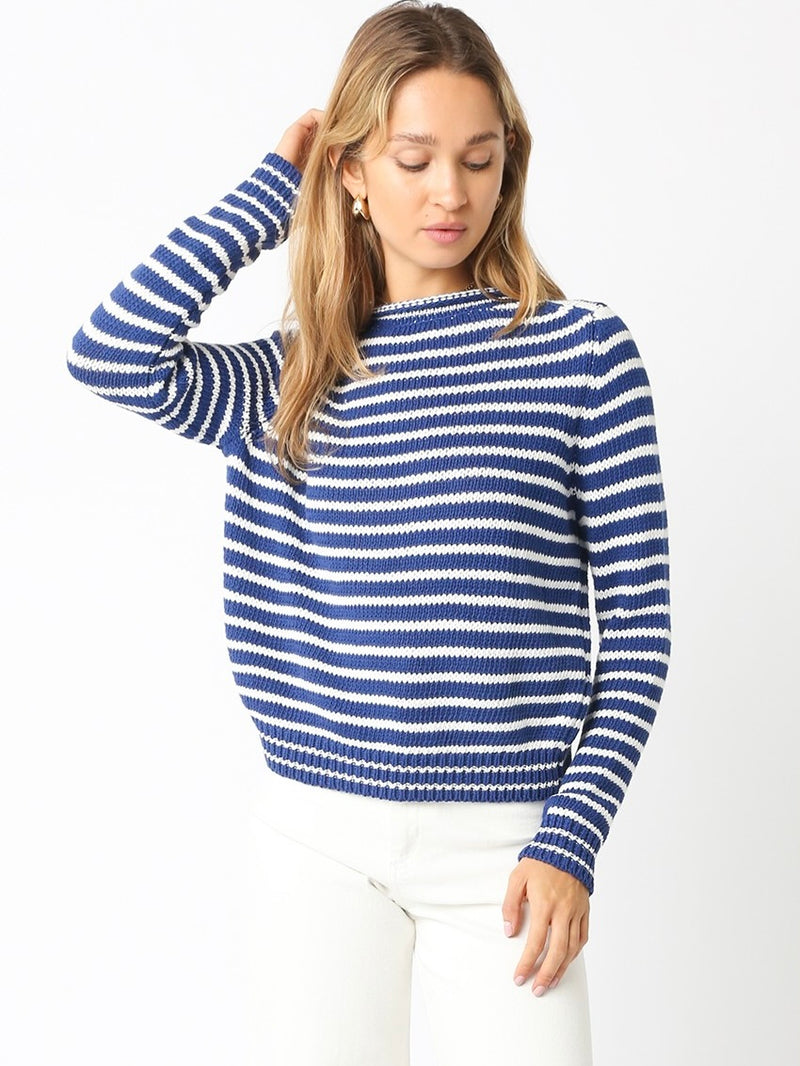 Sabrina Striped Sweater in Navy