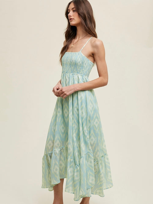 Abstract Print Maxi Dress in Sage