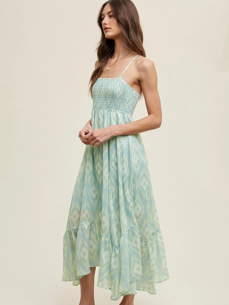 Abstract Print Maxi Dress in Sage
