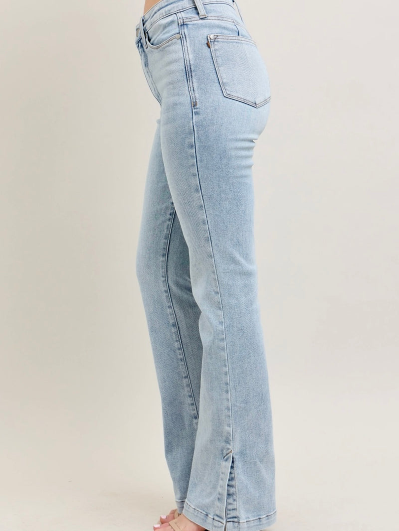 Vintage Wash Side Slit Slim Boot Jean