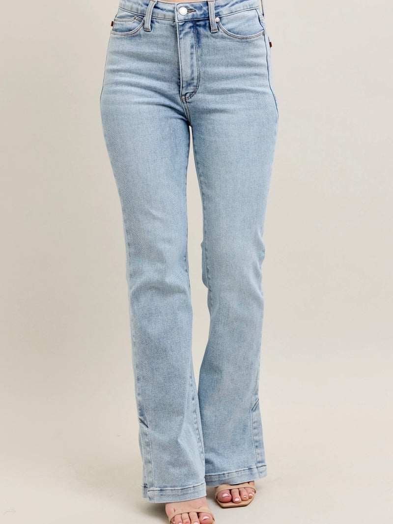 Vintage Wash Side Slit Slim Boot Jean