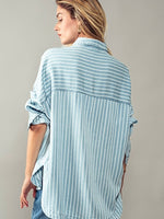 Striped Double Pocket Button Down Shirt
