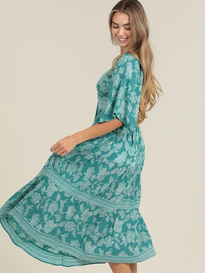 Evergreen Flow Midi Dress