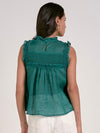 Ruffle High Neck Top in Emerald