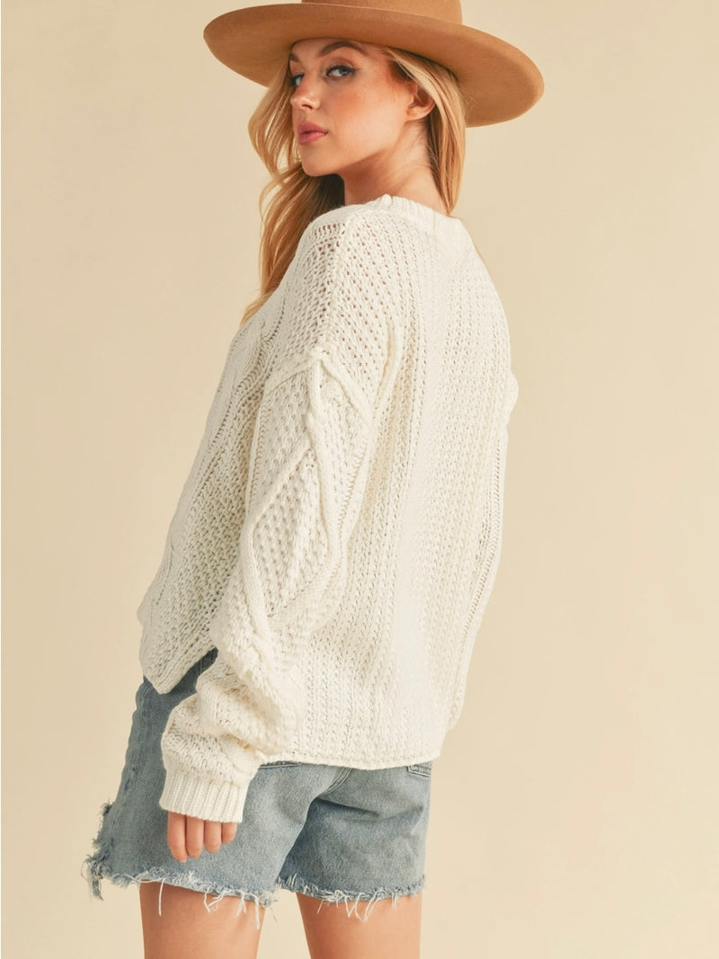 White Knit Adela Sweater