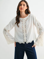 Scalloped Embroidered Belle Sleeve Top