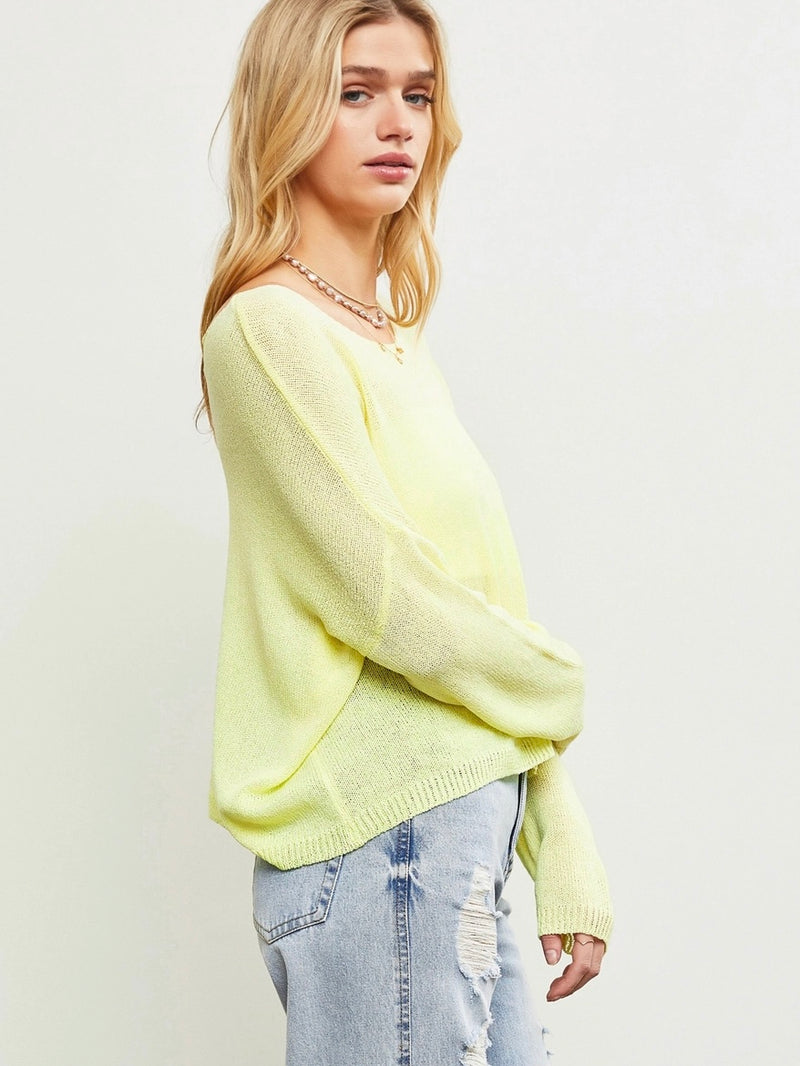 Keira Knit Sweater Top in Lime