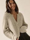 Ophelia Button Front Cardigan Sweater in Grey