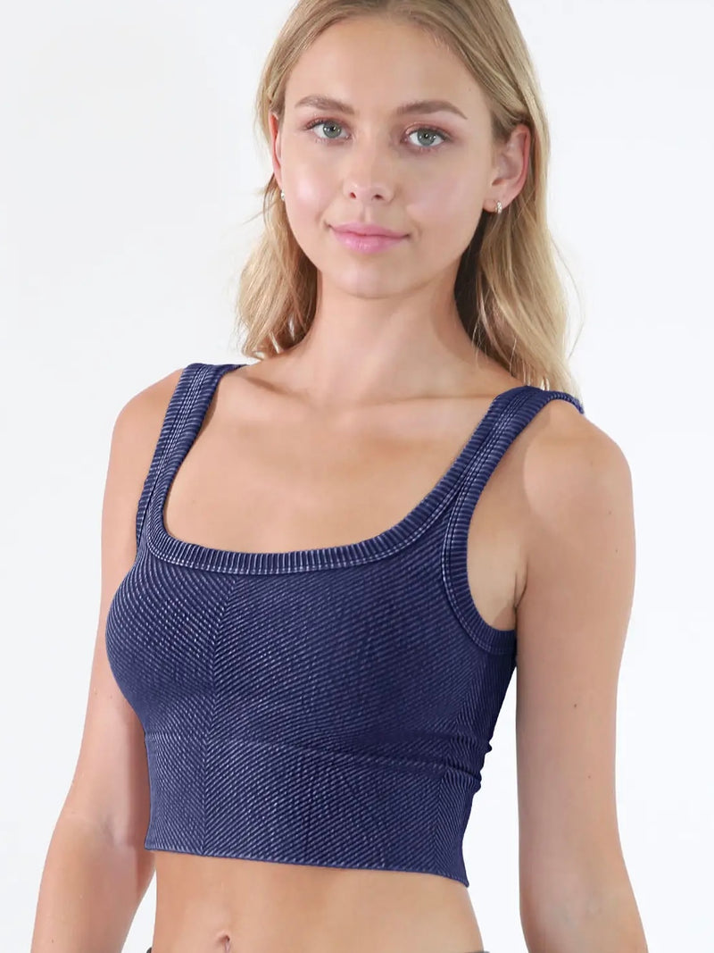 Drennan Chevron Crop Tank in Vintage Midnight