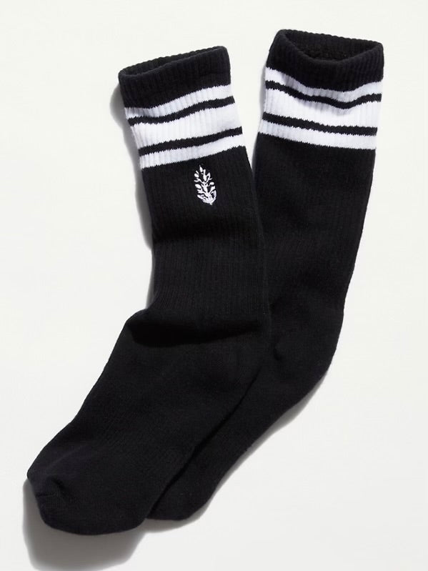 Tube Socks in White with Black Stripes