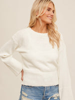 Round Neck Sweater in White
