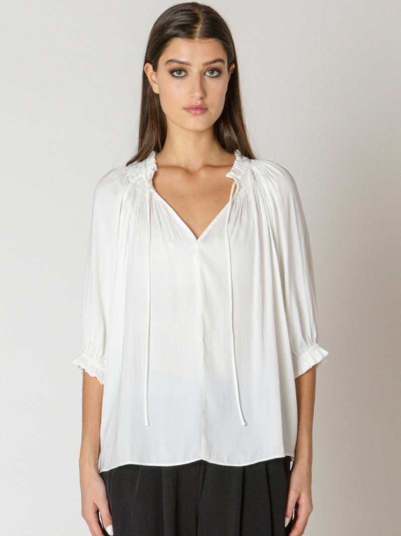 Soft Pleated White Blouse