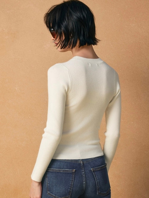 Crew Neck Off The Coast Sweater in Ivory