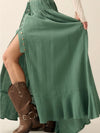 FINAL SALE Smocked Crepe Maxi Skirt in Pine Green