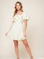 Crochet Baby Doll Puff Sleeve Dress