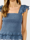 Scallop Lace Ruffle Smocked Tank