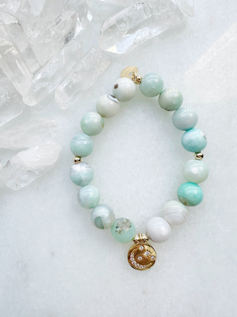 Ocean Agate & Rhinestone Celestial Deka Stretch