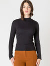 Ribbed Mockneck Top in Black