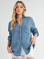 Dark Washed Denim Button Up Lora Shirt