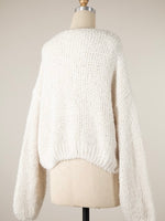 Fluffy Off Shoulder Shira Sweater in Ivory