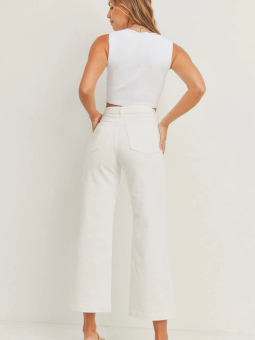 FINAL SALE Patch Pocket Wide Leg Jean in White