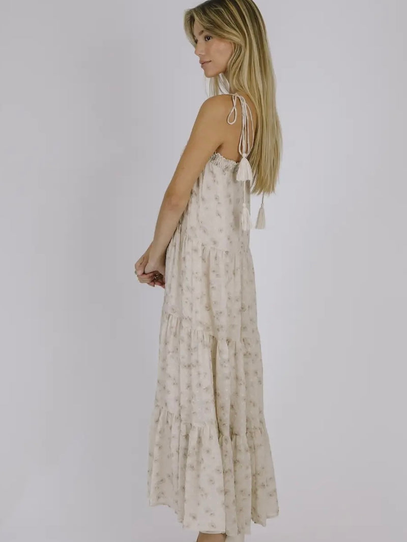 Floral Tassel Tiered Maxi Dress