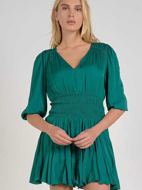 Jade Puff Sleeve Midi Dress