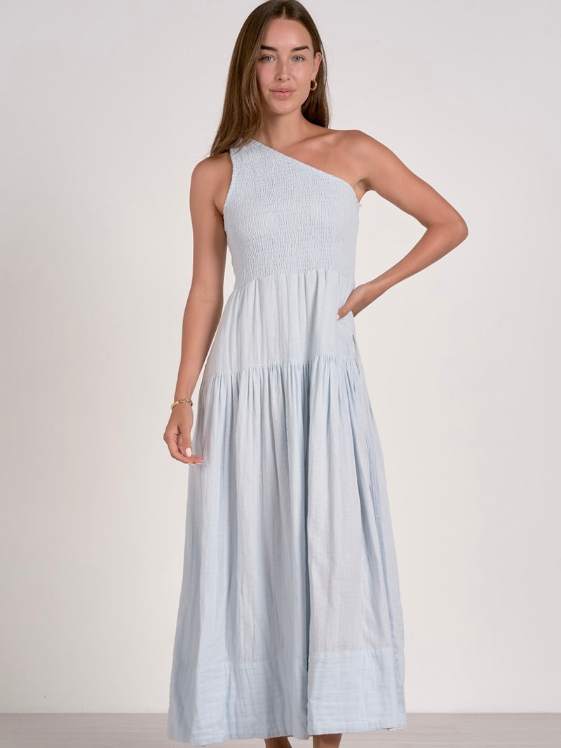 Ophelia One Shoulder Maxi Dress in Sky