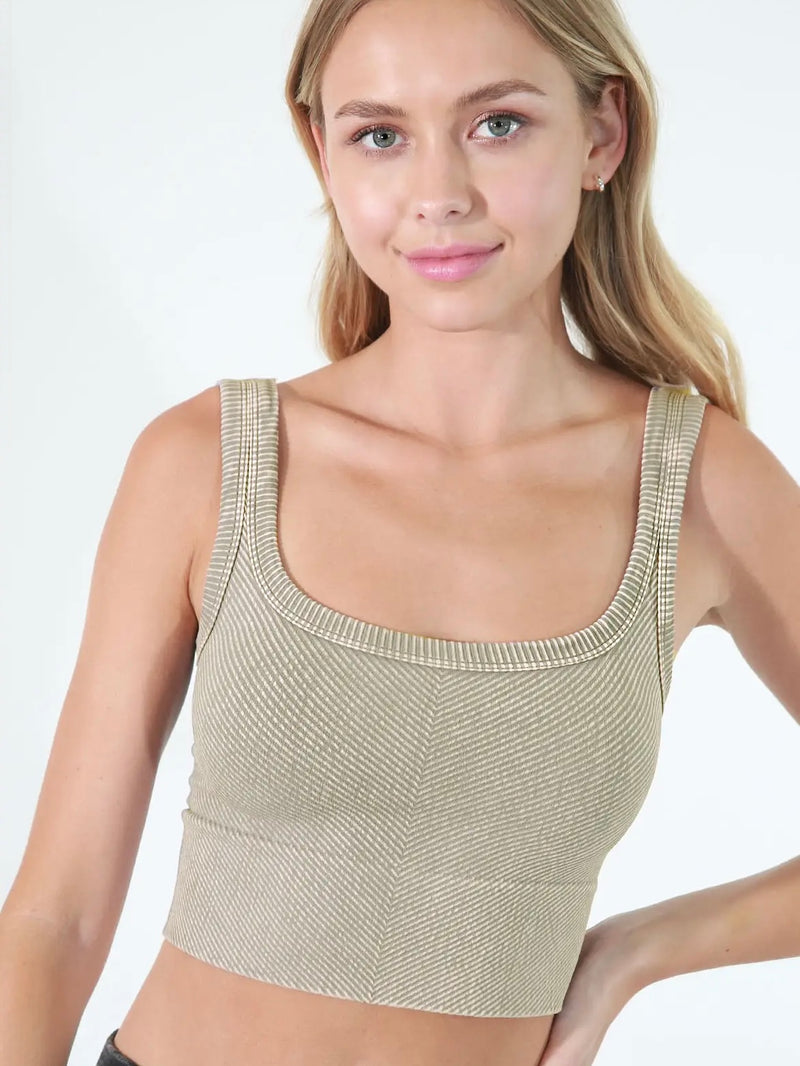 Drennan Chevron Crop Tank in Vintage Sand