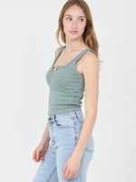 Notch Neck Tank Top in Sage