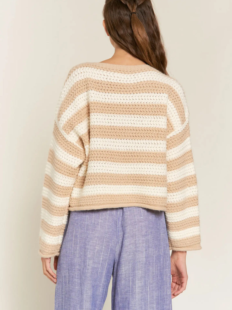 Adrianna Beige Striped Sweater