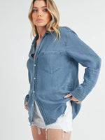 Dark Washed Denim Button Up Lora Shirt